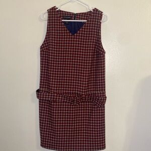 Abercrombie & Fitch Sz M wool blend retro style red navy and cream plaid jumper